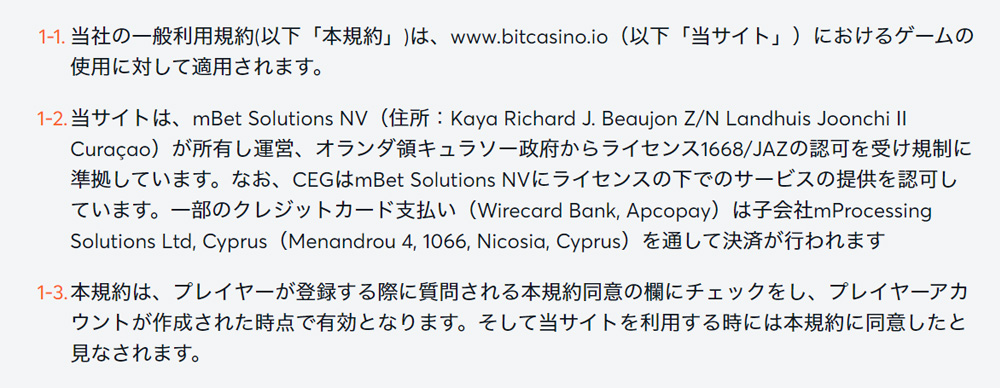 ビットカジノ会社情報